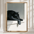 Sleeping Black Panther Poster, Monochrome Wildlife Wall Art, Minimalist Print