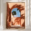 Middle Eastern Arch Palm Tree Poster, Terracotta Wall Art, Minimalist Print