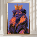 Lion Crown Purple Wall Art Poster, King of the Jungle, Bold Colourful Print