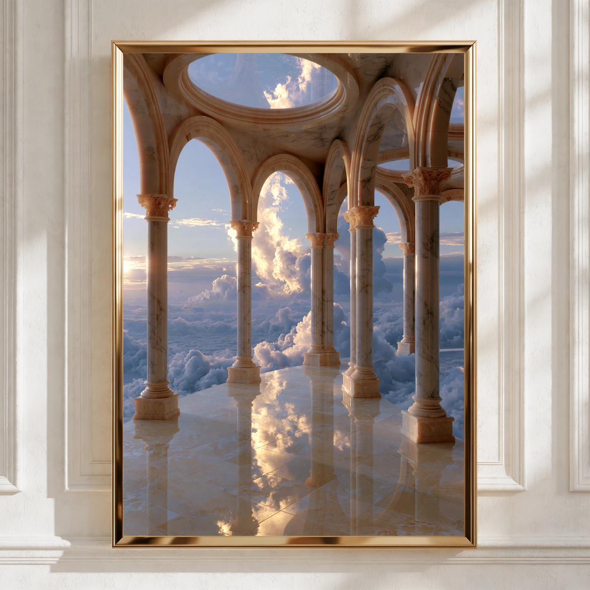 Marble Observatory Sky Abstract Poster, Cloud Architecture Print, Surreal Wall Art