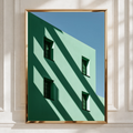 Green Architecture Shadow Poster, Minimalist Building Wall Art, Modern Print