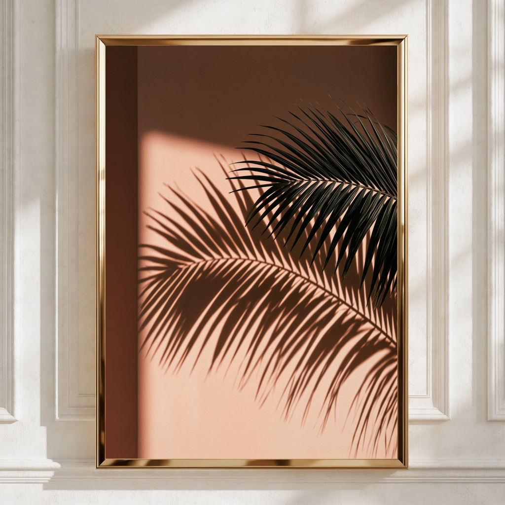 Palm Shadow Wall Art Poster, Tropical Leaf Print, Minimalist Botanical
