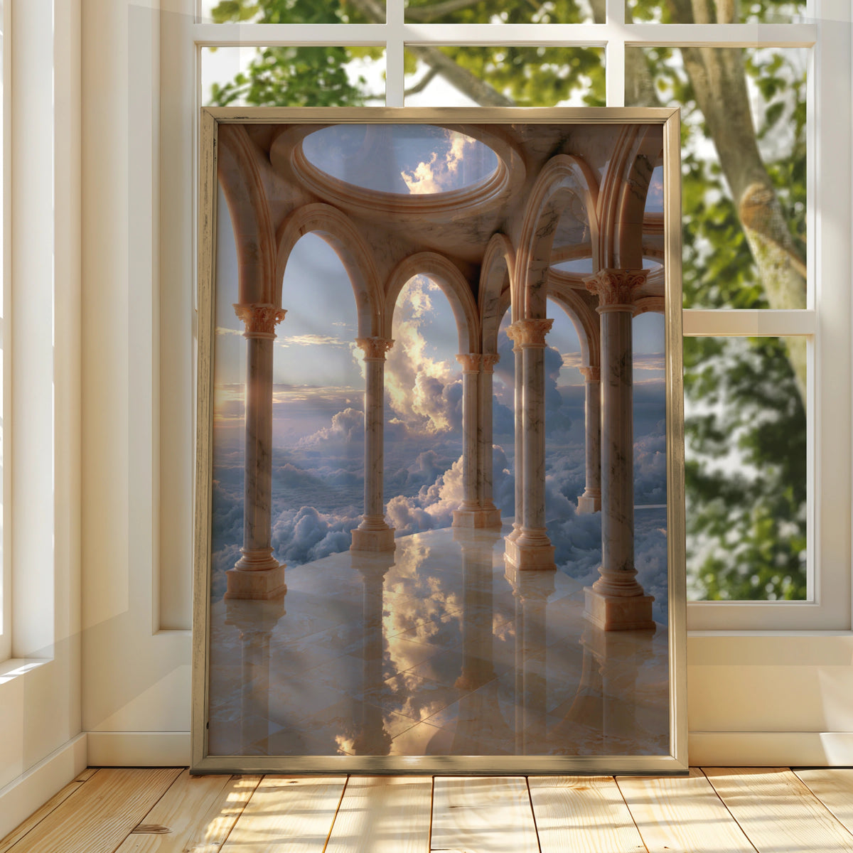 Marble Observatory Sky Abstract Poster, Cloud Architecture Print, Surreal Wall Art