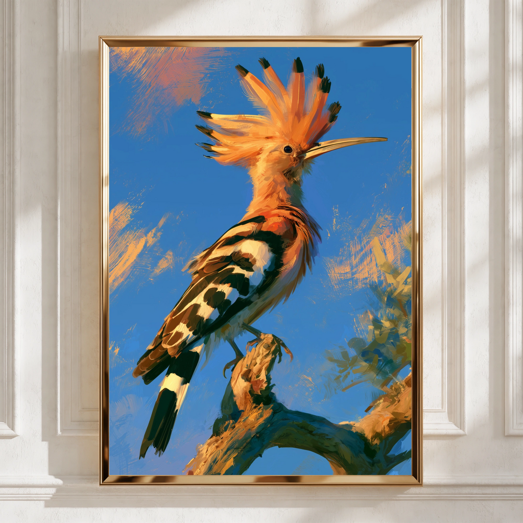 Hoopoe Bird Poster, Exotic Wildlife Wall Art, Bold Painterly Style