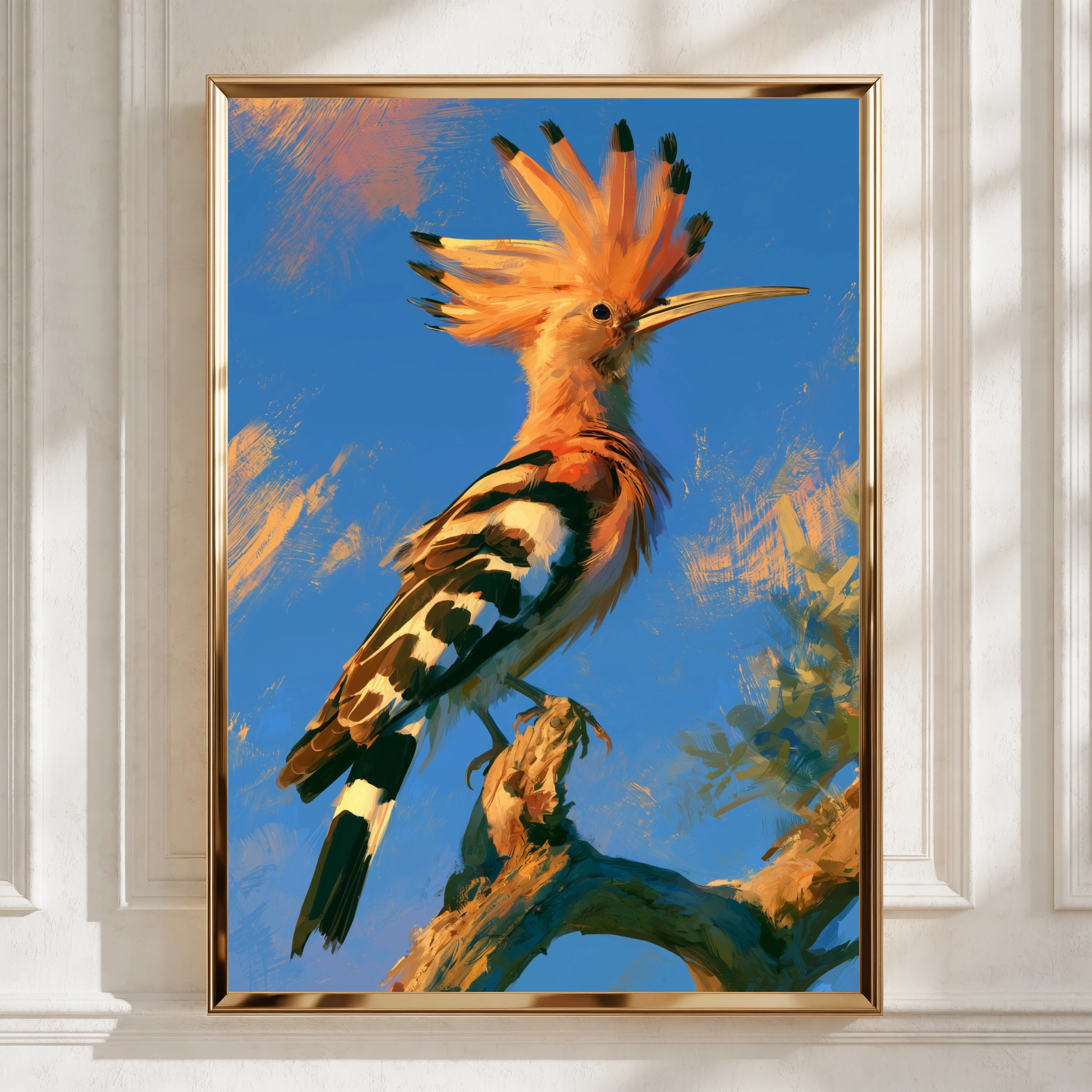 Hoopoe Bird Poster, Exotic Wildlife Wall Art, Bold Painterly Style
