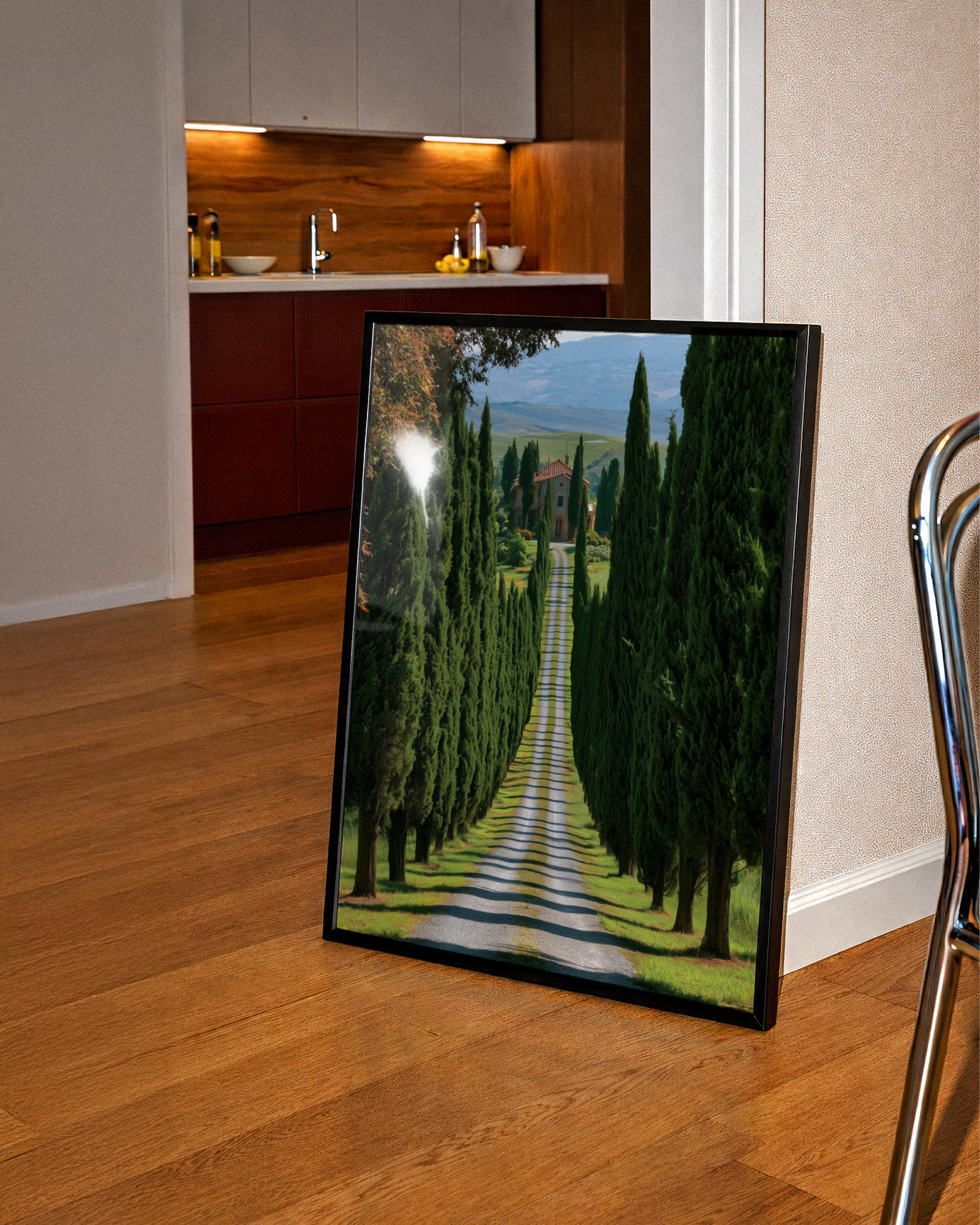 Tuscany Cypress Boulevard Wall Art Poster, Italian Countryside Print, Nature Landscape
