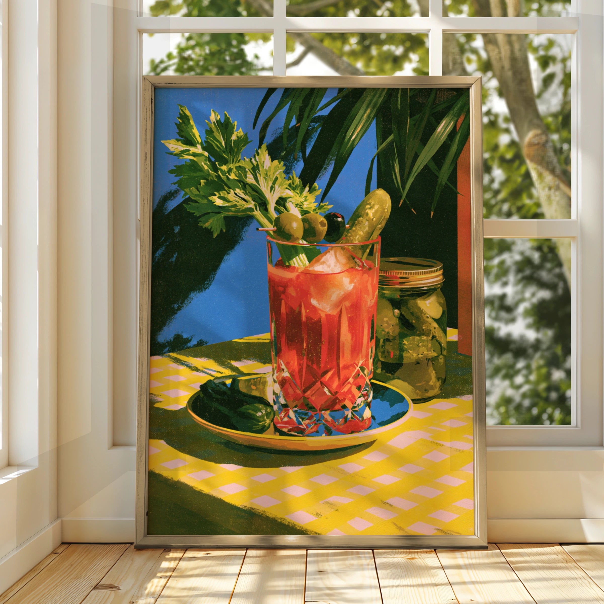 Bloody Mary Cocktail Poster, Retro Bar Wall Art, Bold Illustration Print