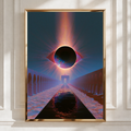 Eclipse Eye Arches River Abstract Poster, Surreal Dark Sky Art Print