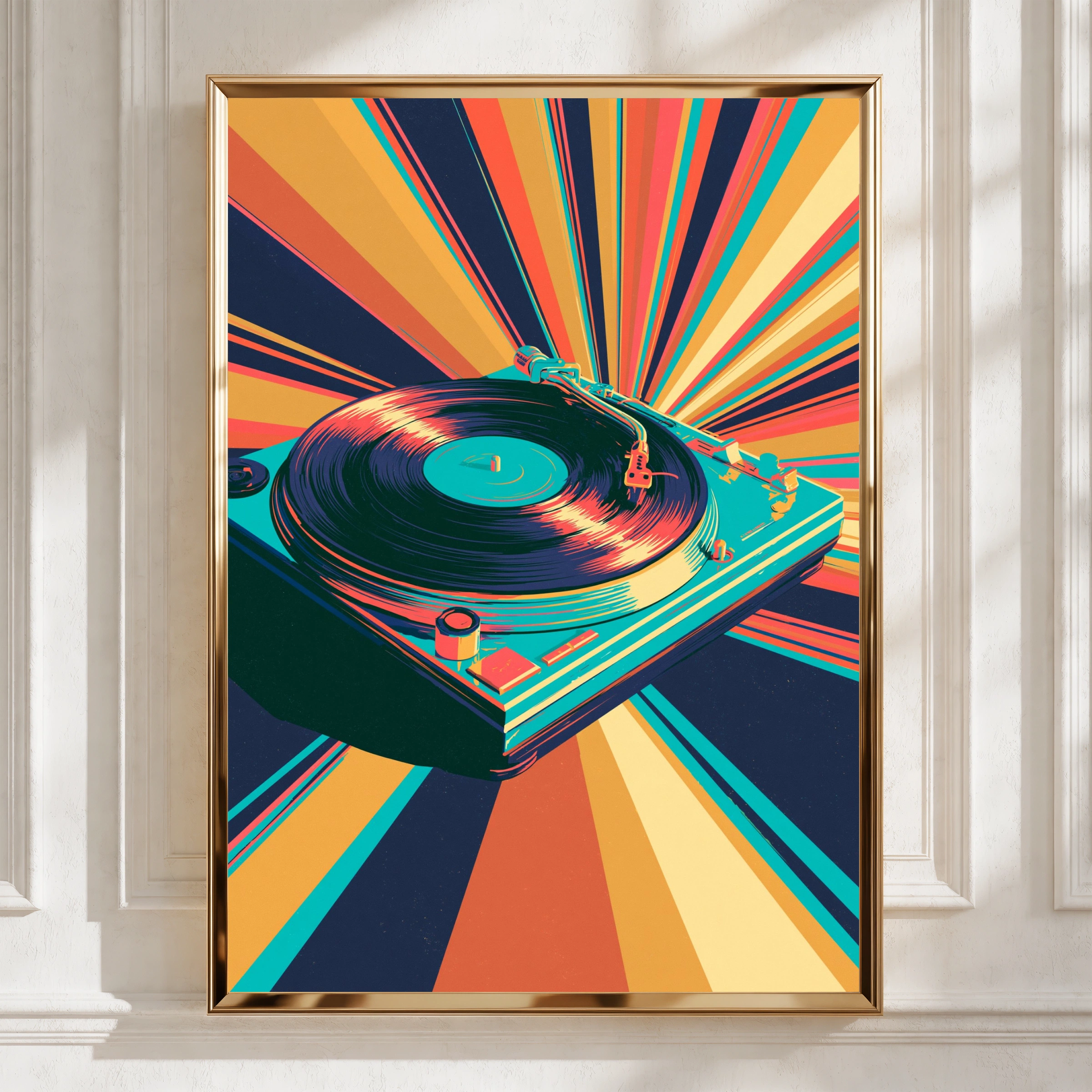 Record Player Poster, Vinyl Turntable Wall Art, Retro Pop Art Print