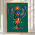 Horus Egyptian God Poster, Full Figure Falcon Deity, Ancient Egypt Wall Art