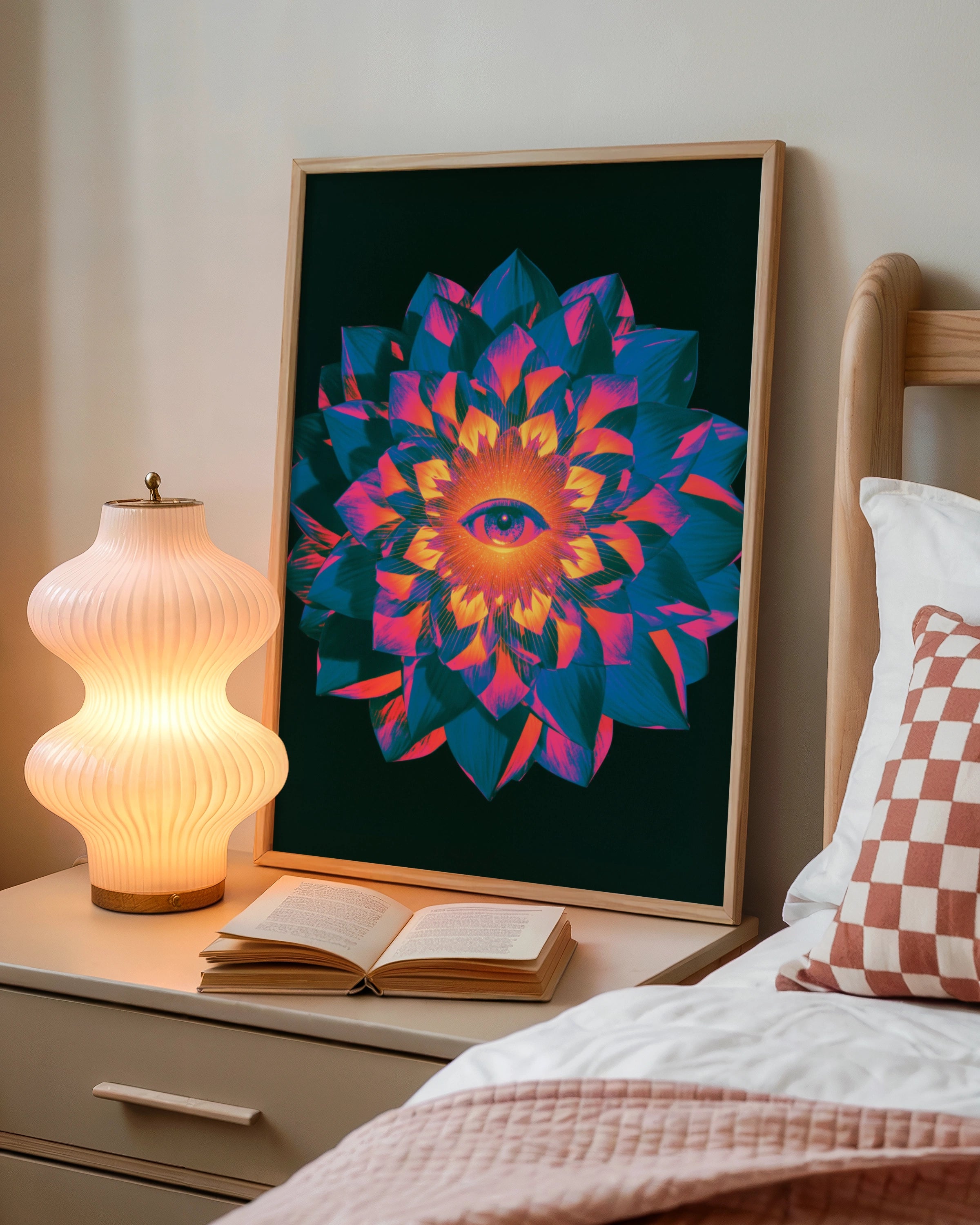 All Seeing Eye Spiritual Mandala Poster, Psychedelic Floral Wall Art