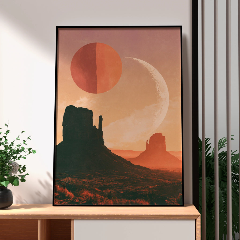 Canyon Desert Sun Poster, Monument Valley Wall Art, Boho Southwest Print