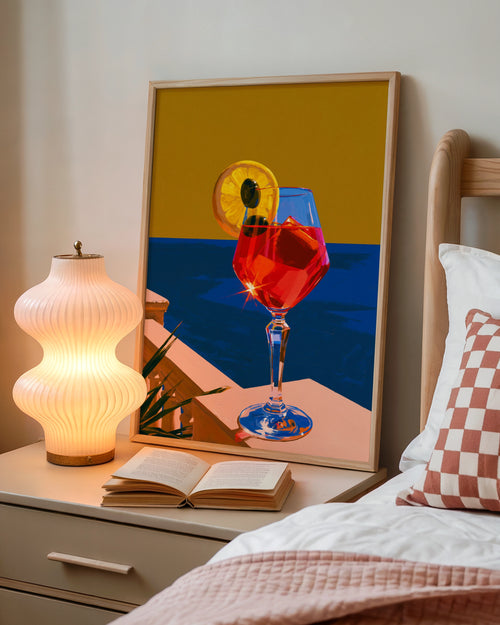 Red Sea Cocktail Poster, Mediterranean Drink Art Print, Bold Colourful Style