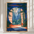 Japanese Bamboo Garden Arch Poster, Shoji Screen Wall Art, Zen Print