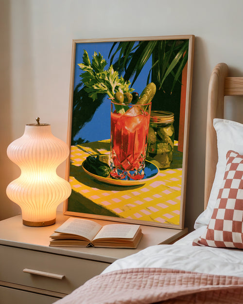 Bloody Mary Cocktail Poster, Retro Bar Wall Art, Bold Illustration Print