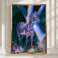 Rainbow Zebra Poster, Colourful Jungle Animal Wall Art, Psychedelic Print