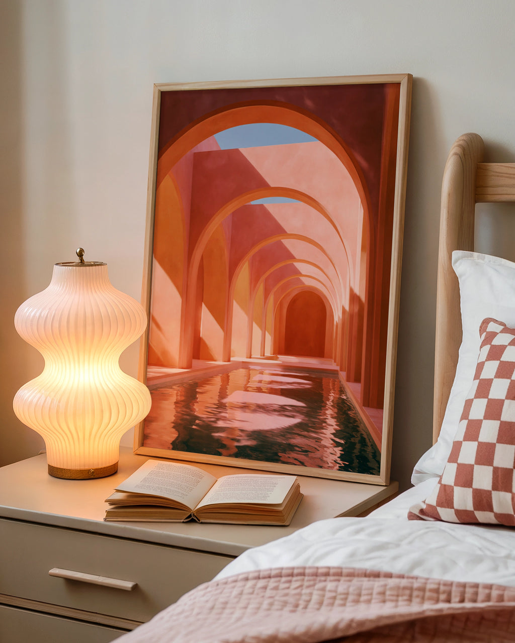 Terracotta Arch Corridor Wall Art Poster, Moroccan Architecture Print