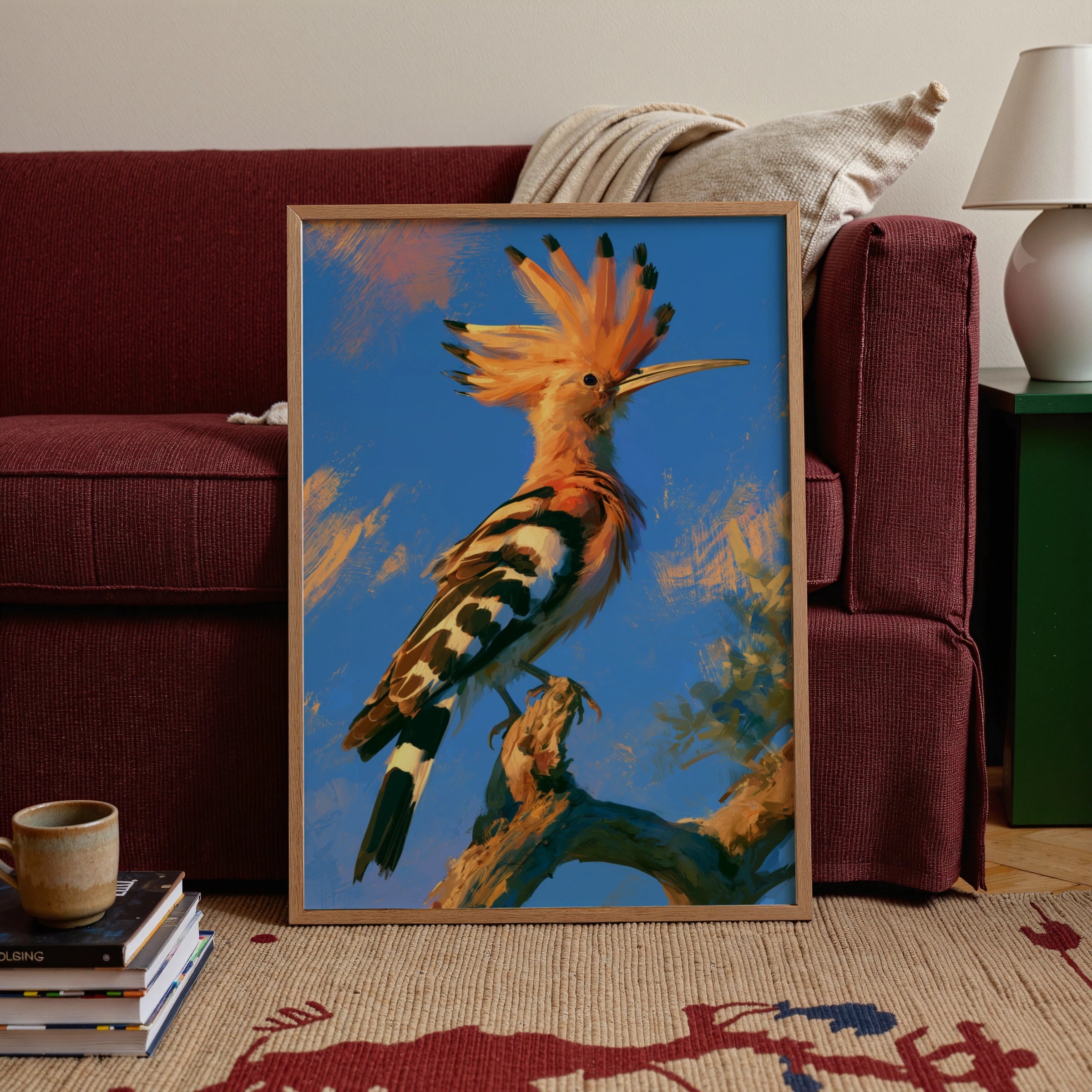 Hoopoe Bird Poster, Exotic Wildlife Wall Art, Bold Painterly Style