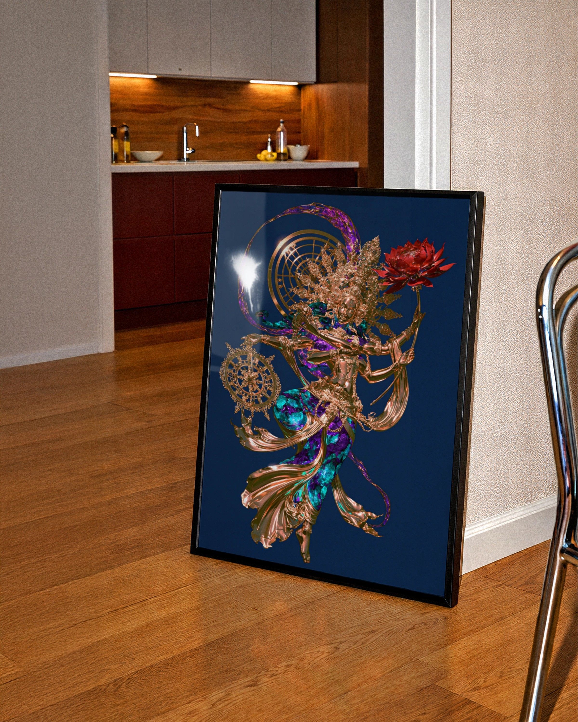 Dancing Shiva Poster, Hindu God Wall Art, Gold Cosmic Print, Spiritual Decor