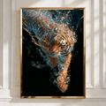 Diving Tiger Underwater Wall Art Poster, Bold Wildlife Print, Dark Dramatic Style