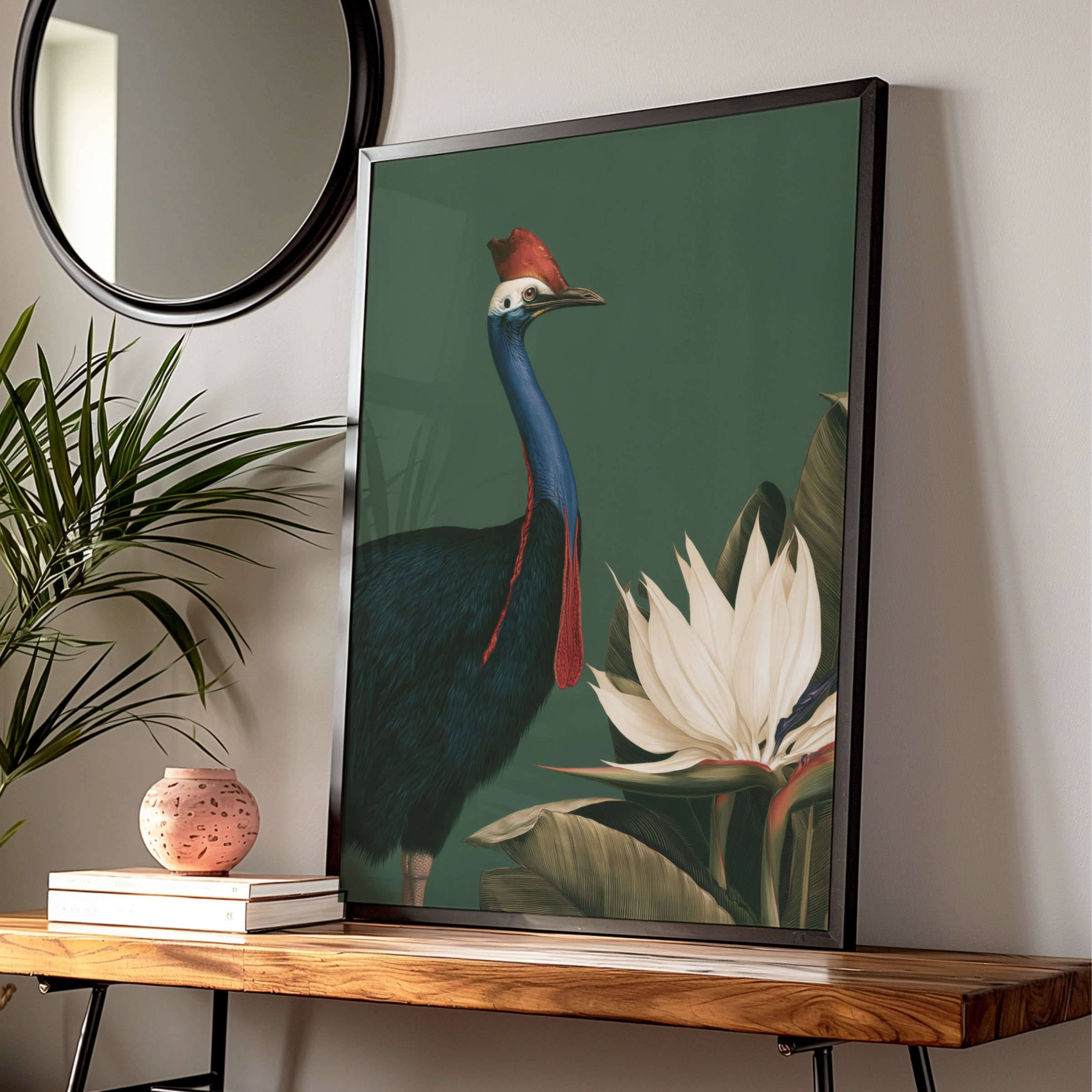 Cassowary Bird of Paradise Flower Poster, Tropical Botanical Wall Art Print