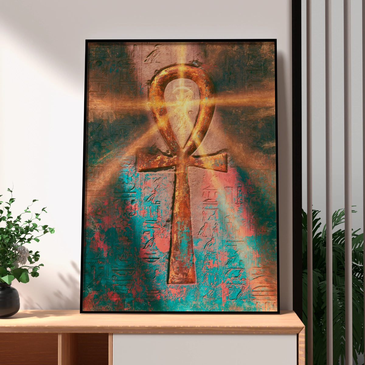 Ankh Symbol Poster, Ancient Egypt Wall Art, Hieroglyphics Print, Mystical