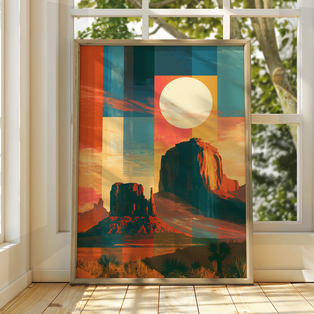 Canyon Abstract Poster, Desert Southwest Wall Art, Geometric Sunset Print