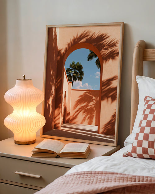 Middle Eastern Arch Palm Tree Poster, Terracotta Wall Art, Minimalist Print