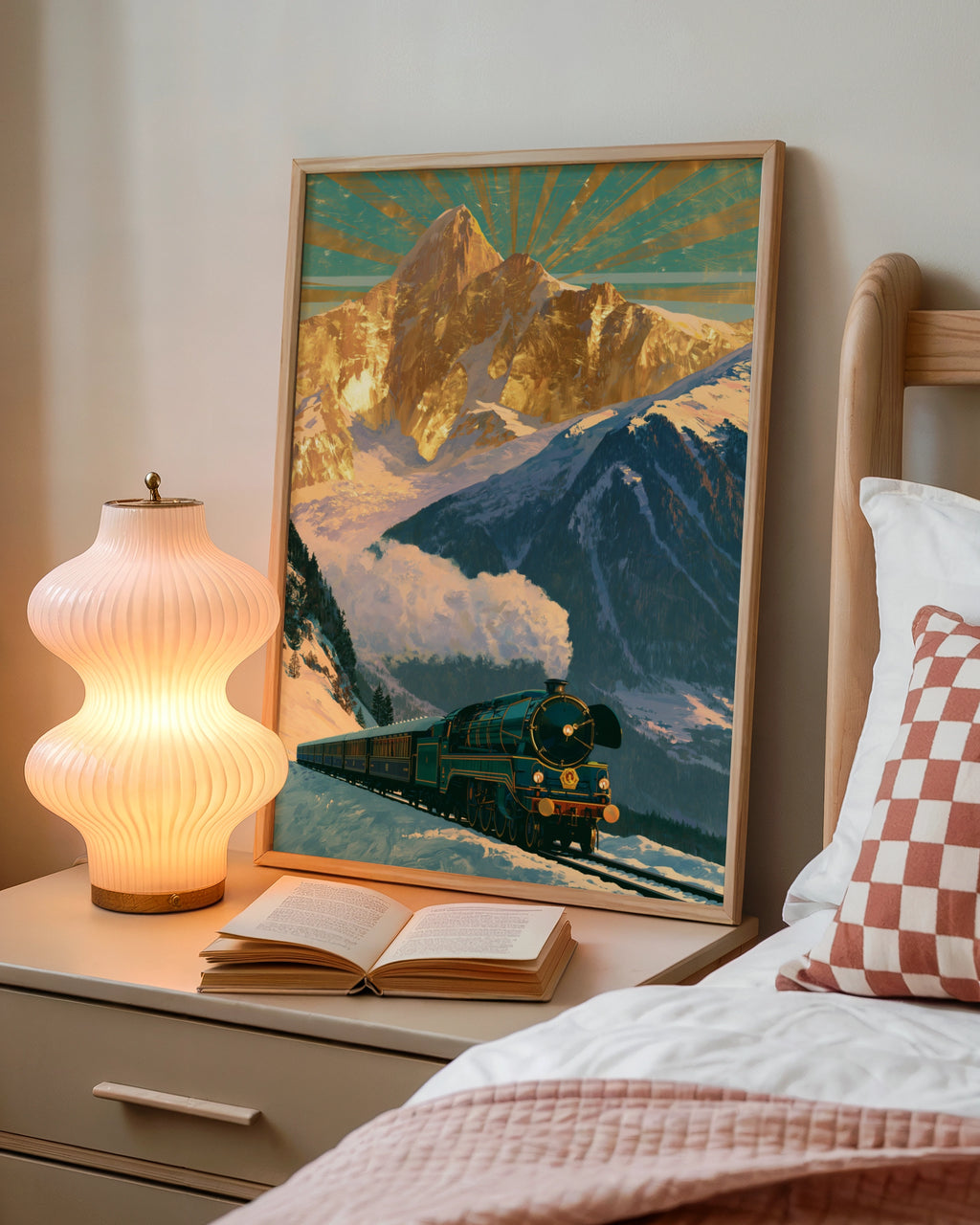 Steam Train Mountain Poster, Vintage Locomotive Art, Alpine Railway Print