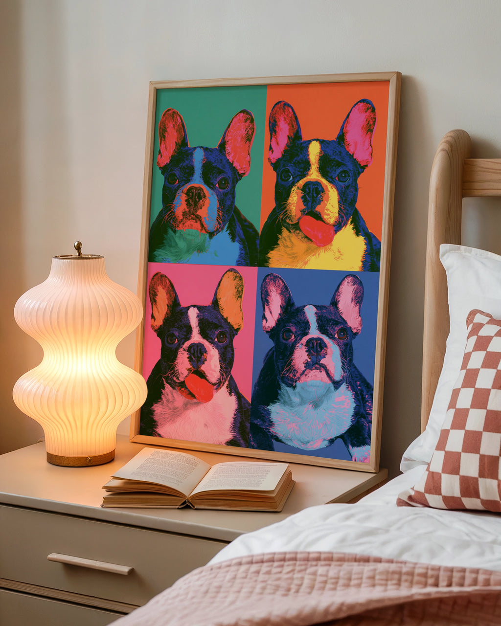 French Bulldog Pop Art Poster, Frenchie Wall Art, Bold Colourful Print