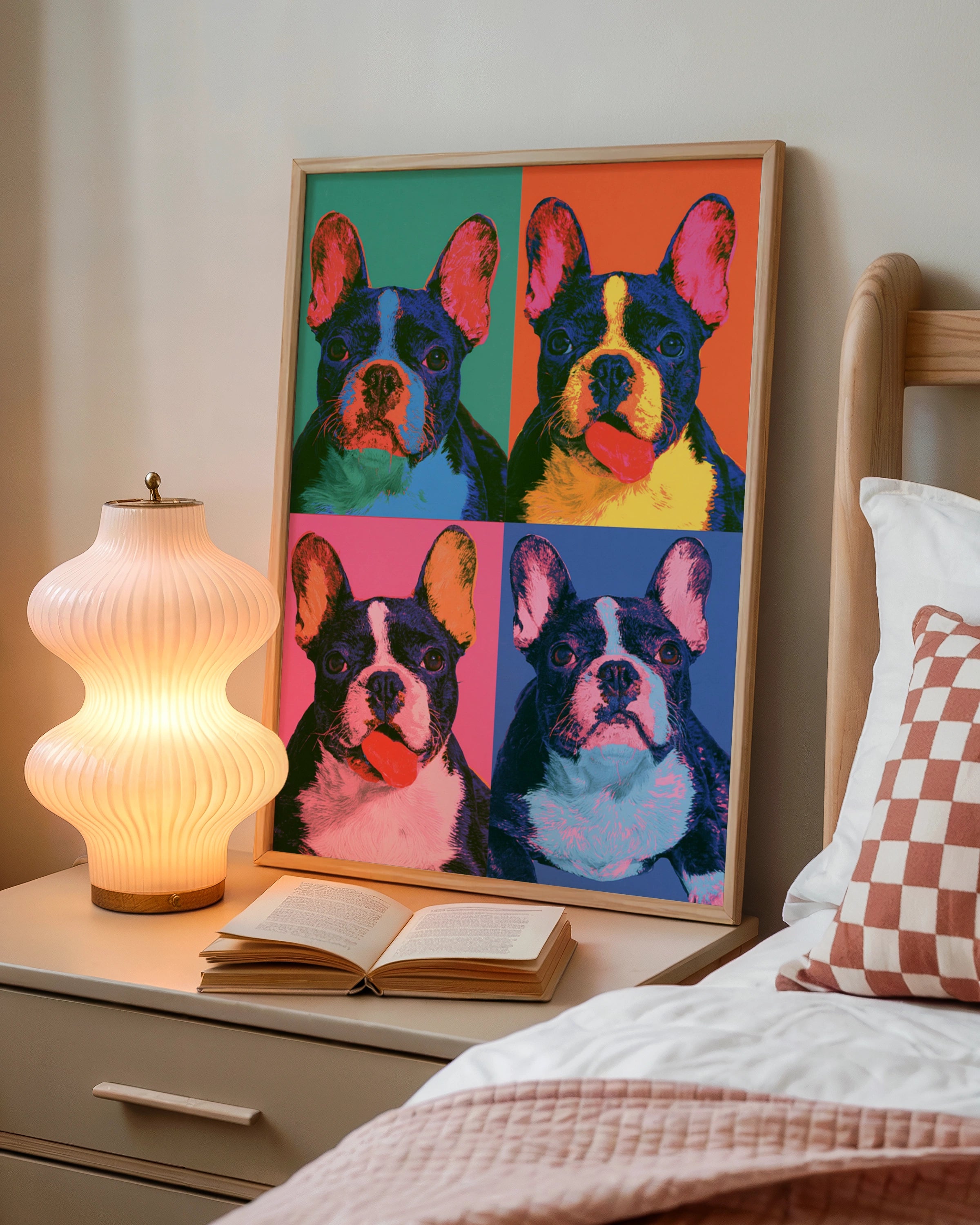 French Bulldog Pop Art Poster, Frenchie Wall Art, Bold Colourful Print