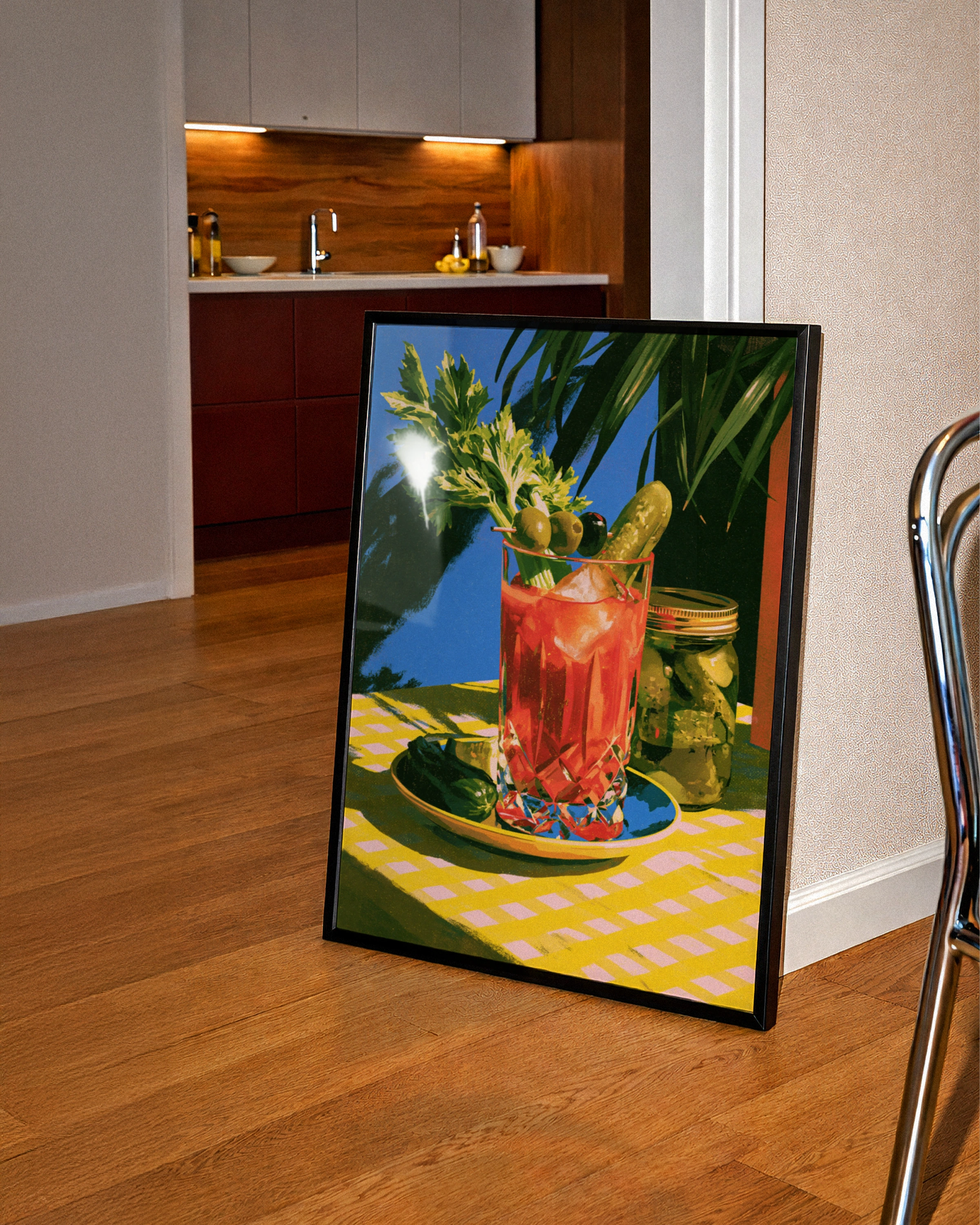 Bloody Mary Cocktail Poster, Retro Bar Wall Art, Bold Illustration Print