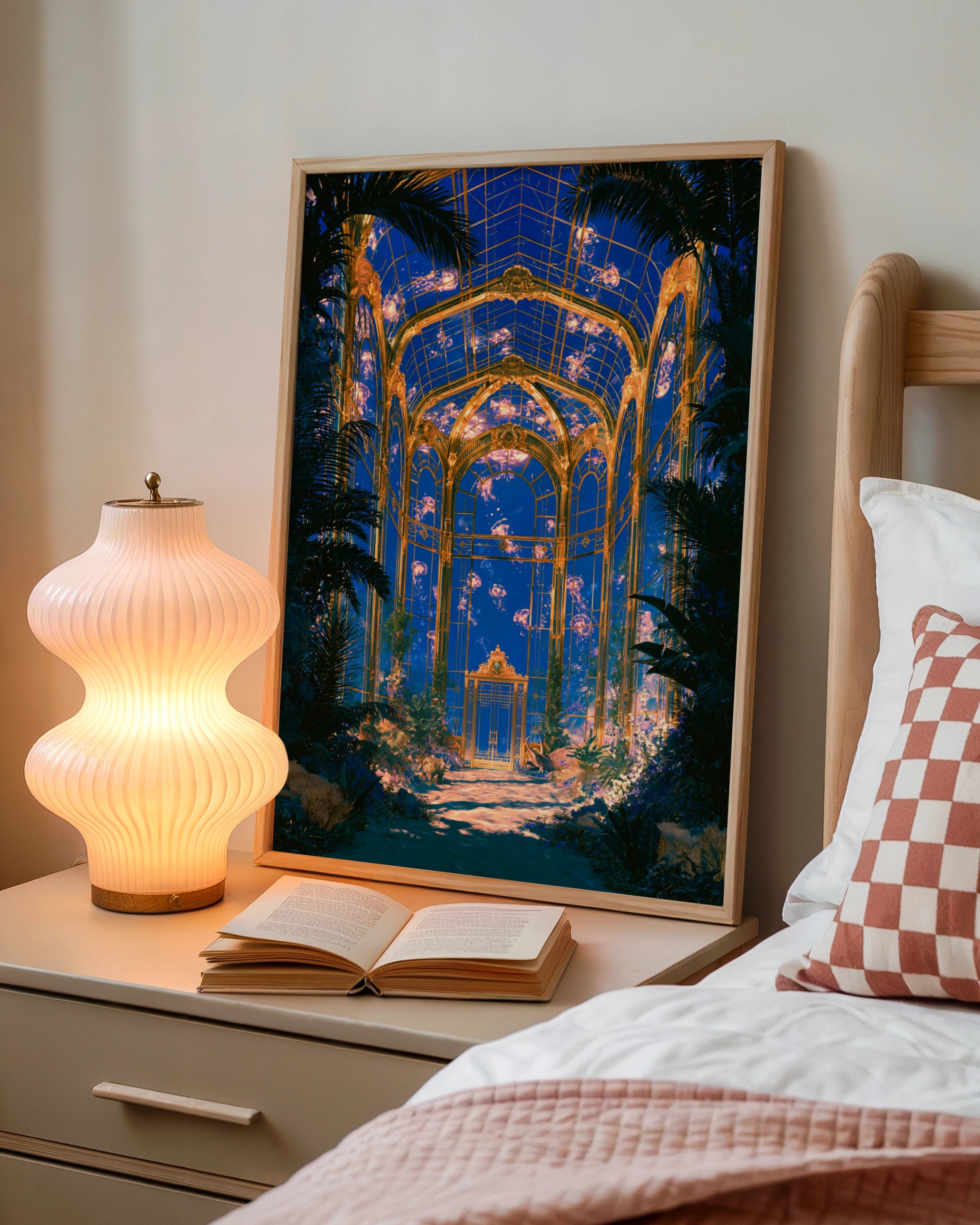 Underwater Glass House Jellyfish Poster, Baroque Greenhouse Art Print, Fantasy Ocean