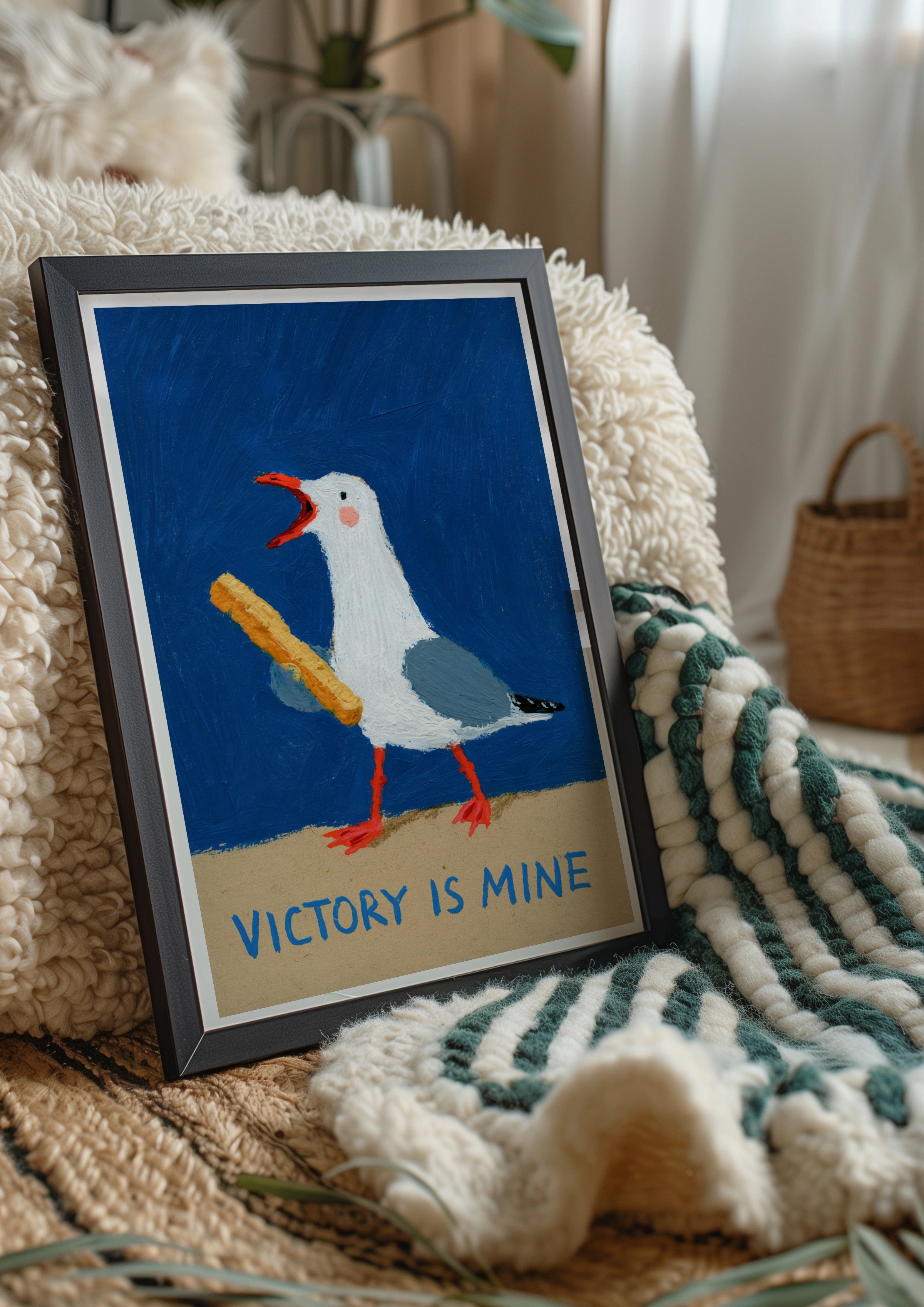 Seagull Victory Is Mine Poster, Funny Chip Thief Wall Art, Coastal Print