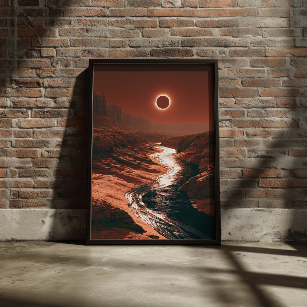 Canyon Eclipse Poster, Solar Eclipse Wall Art, Red Desert Print, Sci-Fi Landscape