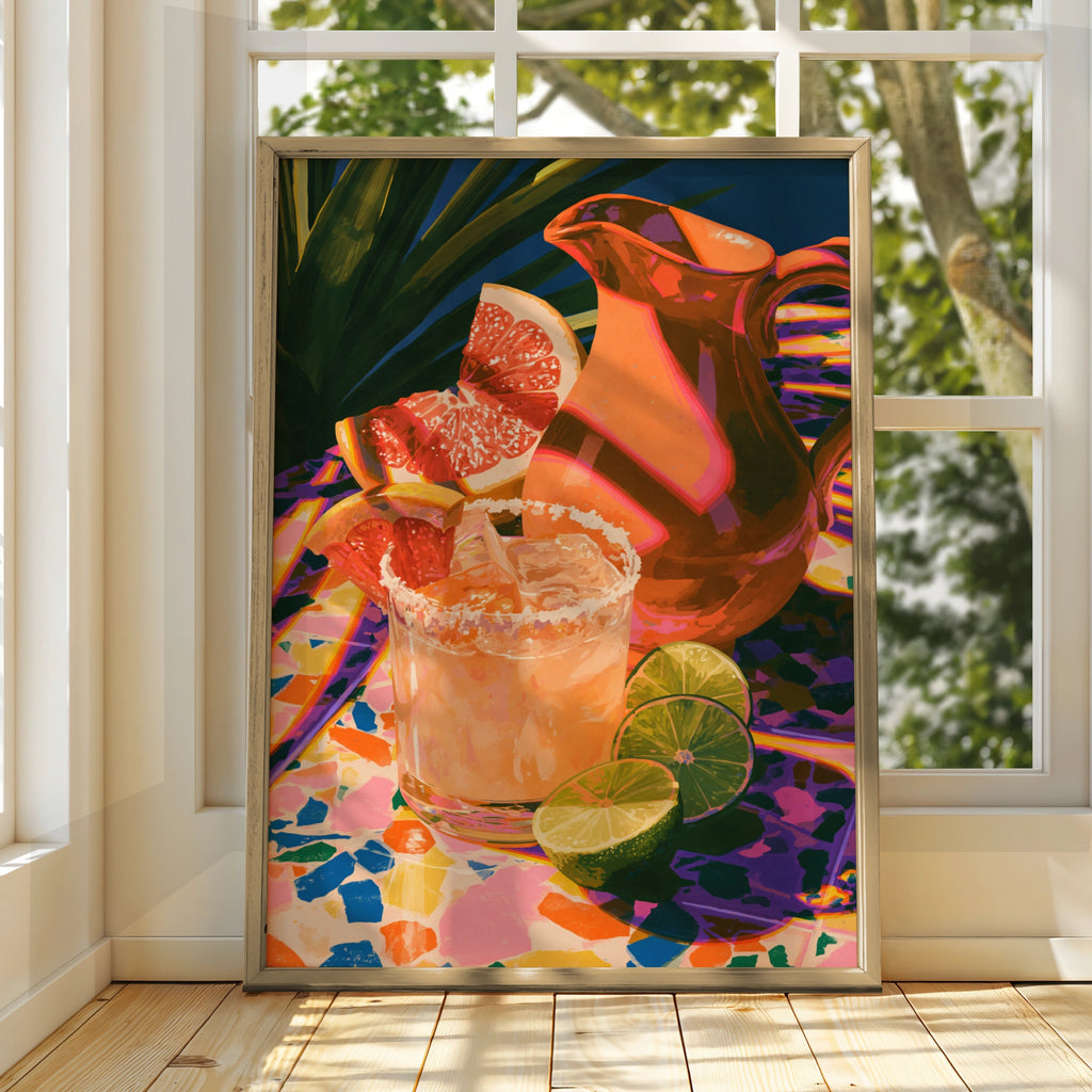 Margarita Cocktail Wall Art Poster, Colourful Kitchen Print, Bold Maximalist Style