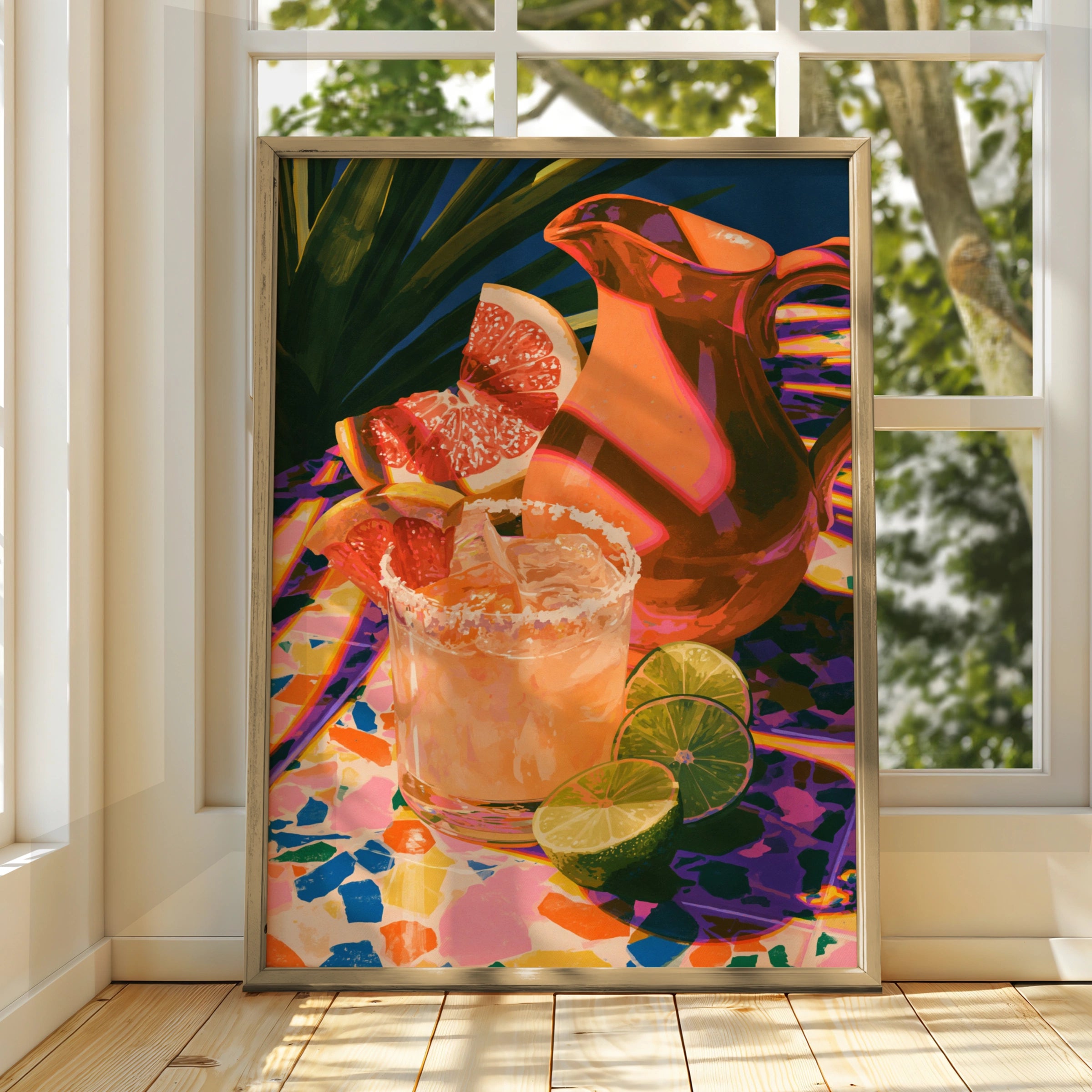 Margarita Cocktail Wall Art Poster, Colourful Kitchen Print, Bold Maximalist Style