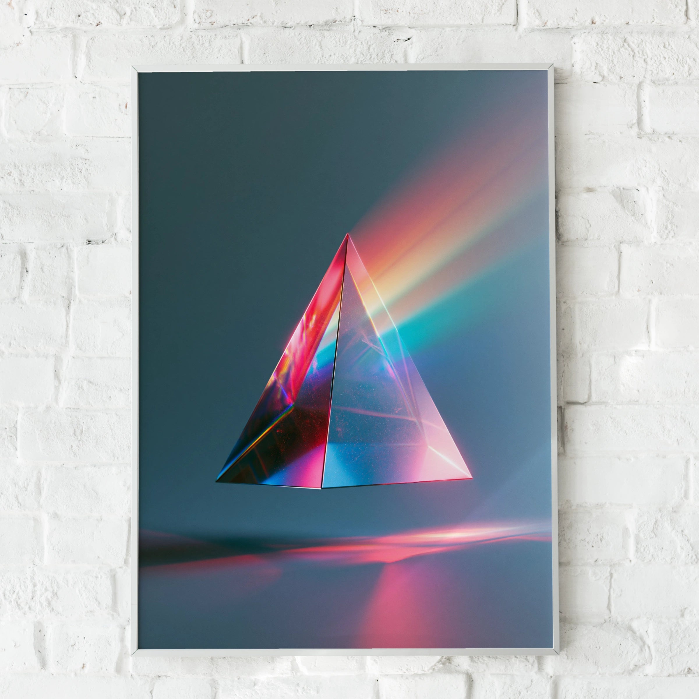 Prism Light Crystal Pyramid Poster, Rainbow Refraction Wall Art, Modern Abstract Print