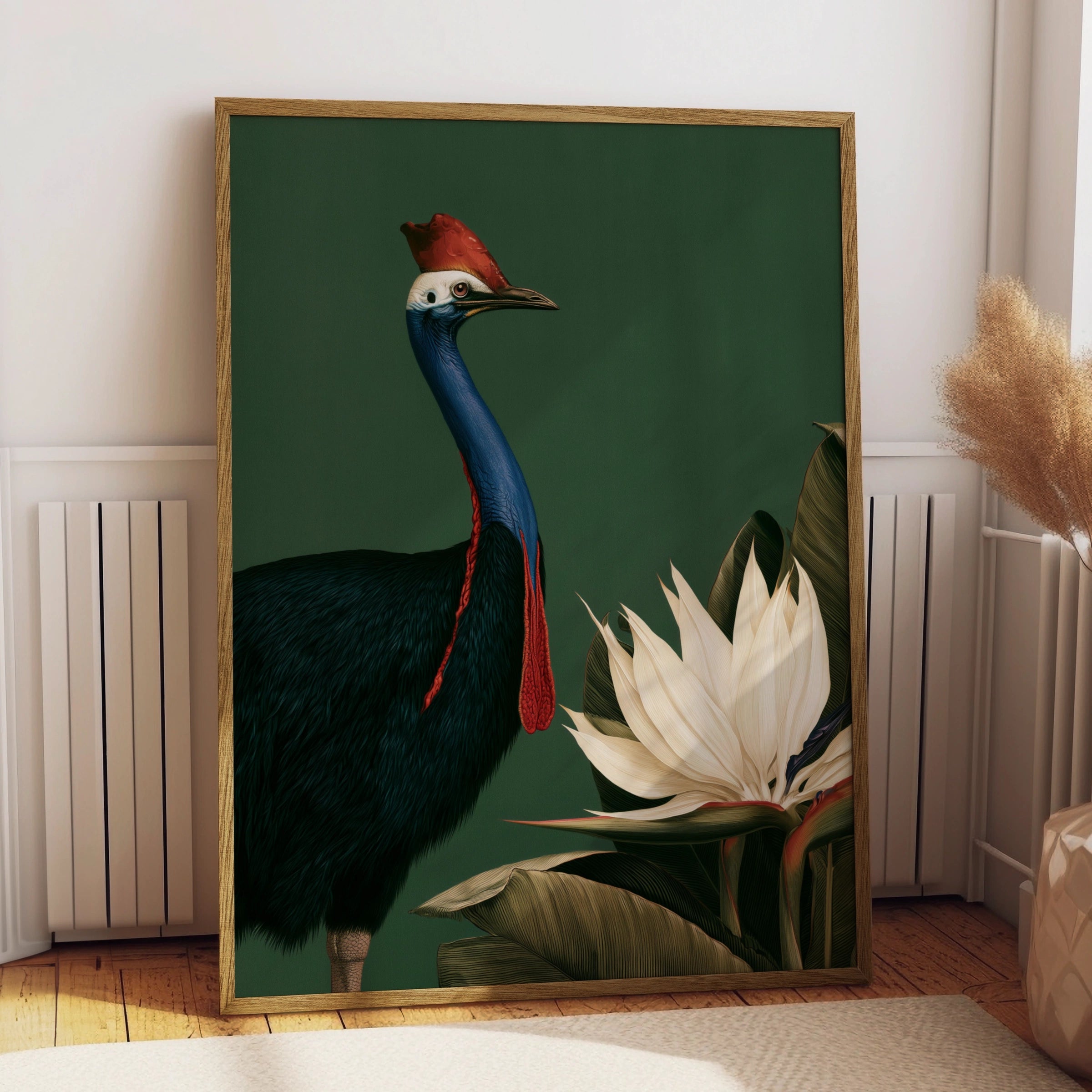Cassowary Bird of Paradise Flower Poster, Tropical Botanical Wall Art Print