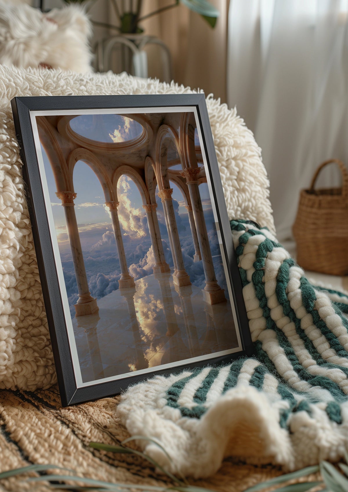 Marble Observatory Sky Abstract Poster, Cloud Architecture Print, Surreal Wall Art