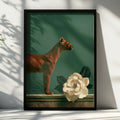 Fossa & Magnolia Poster, Dark Green Animal Wall Art, Botanical Print
