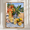 Limoncello Terrace Italy Still Life Poster, Mediterranean Wall Art Print