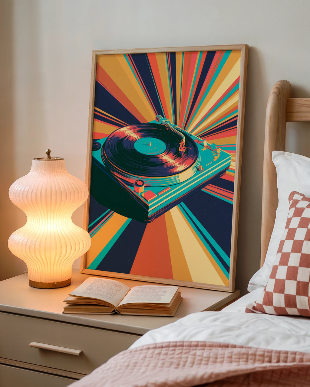Record Player Poster, Vinyl Turntable Wall Art, Retro Pop Art Print