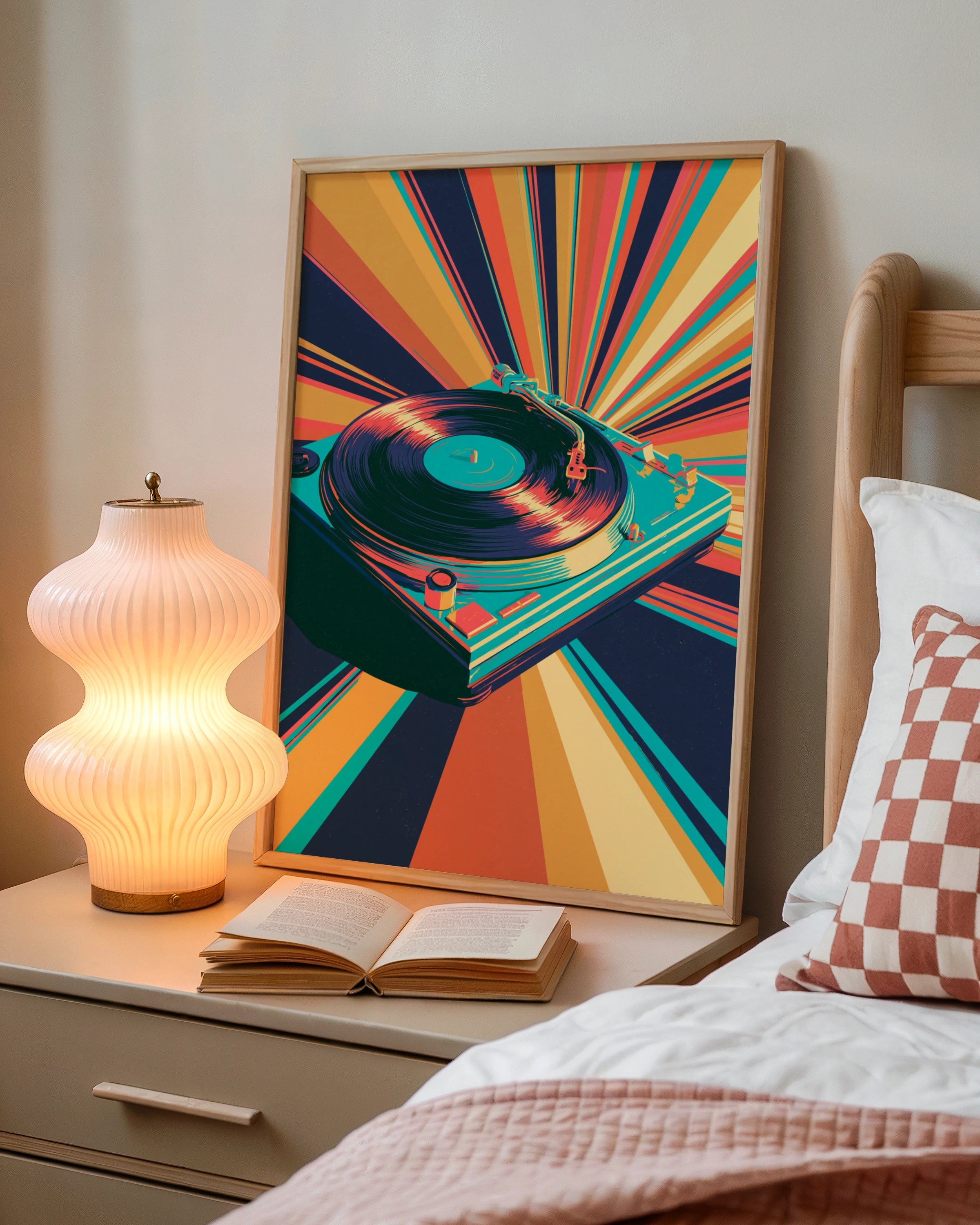 Record Player Poster, Vinyl Turntable Wall Art, Retro Pop Art Print