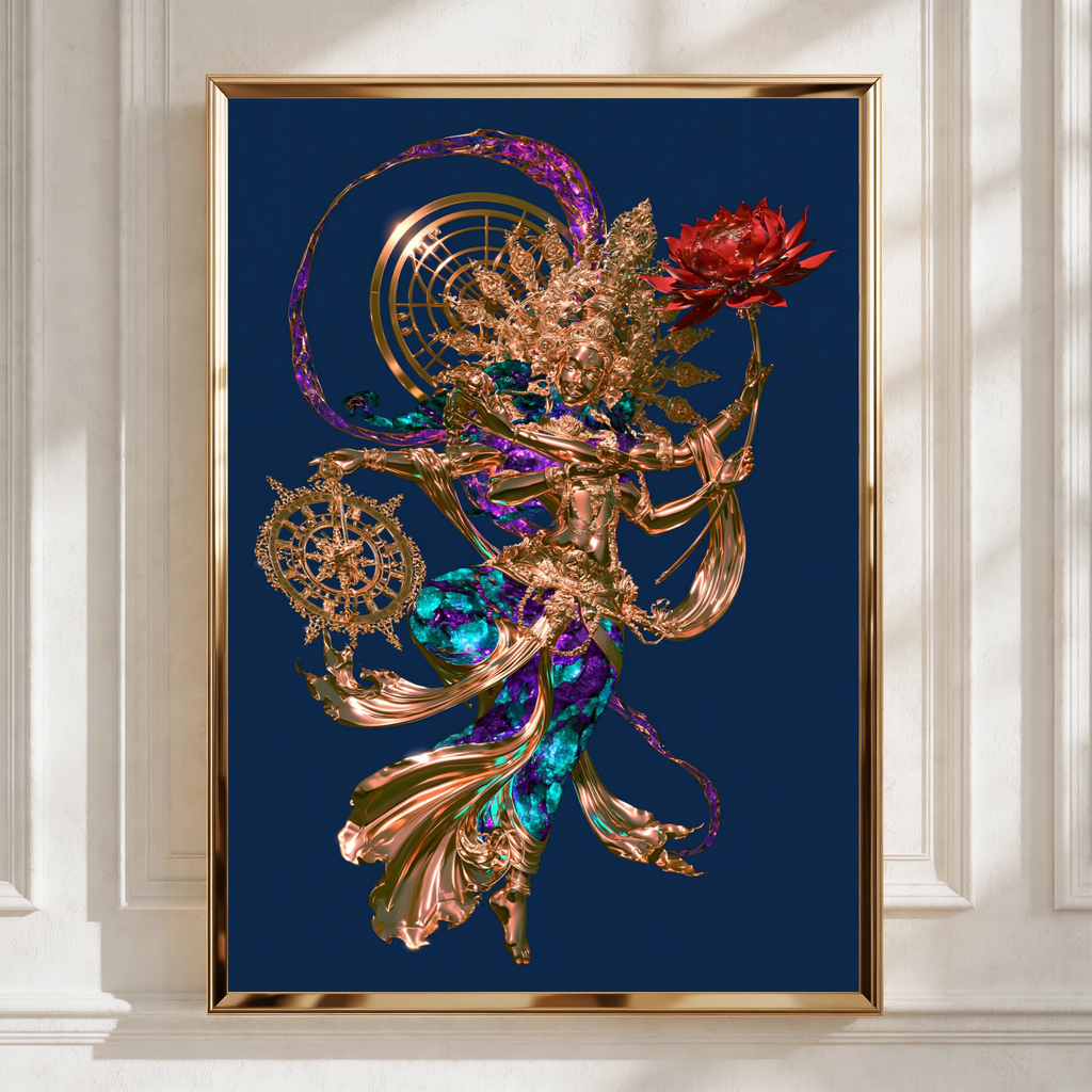 Dancing Shiva Poster, Hindu God Wall Art, Gold Cosmic Print, Spiritual Decor