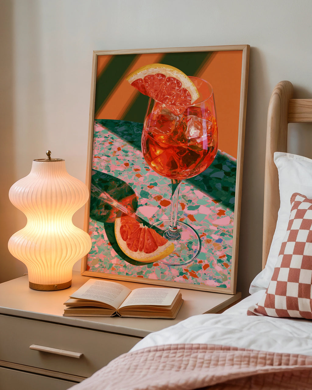 Spritz Cocktail Orange Red Poster, Terrazzo Bar Art, Retro Kitchen Print
