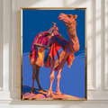 Camel Wall Art Poster, Colourful Desert Animal Print, Bold Blue Pop Art Style