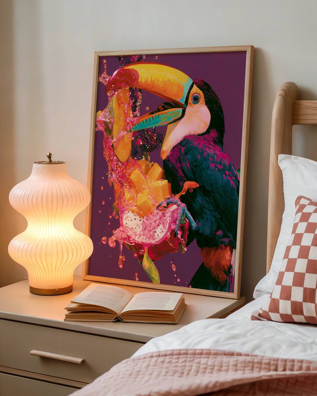 Toucan Tropical Fruit Splash Poster, Vibrant Bird Wall Art Print