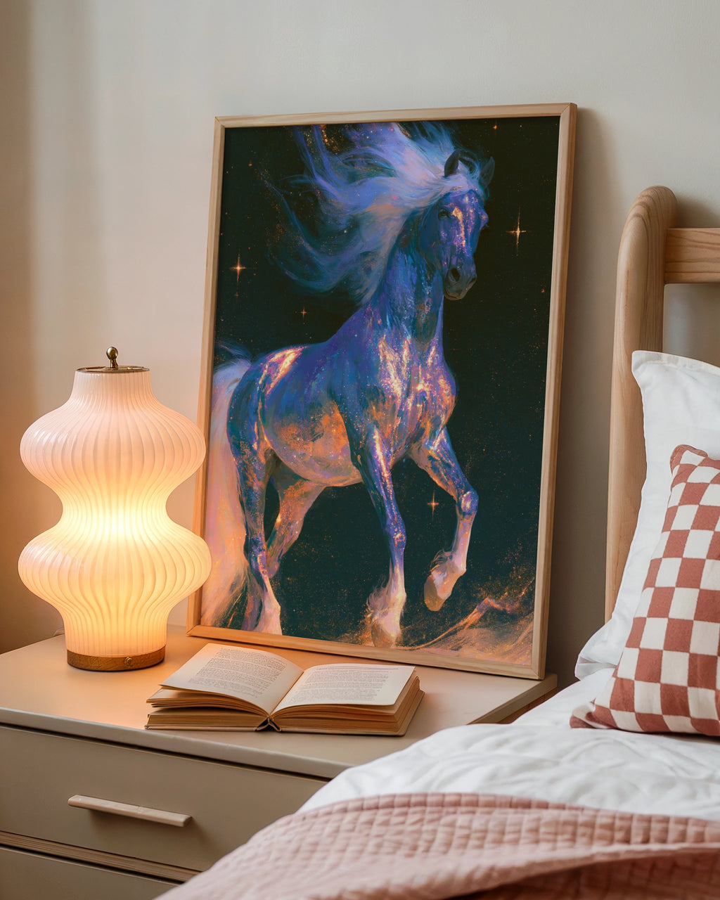 Cosmic Horse Wall Art Poster, Galaxy Stallion Print, Fantasy Celestial Style