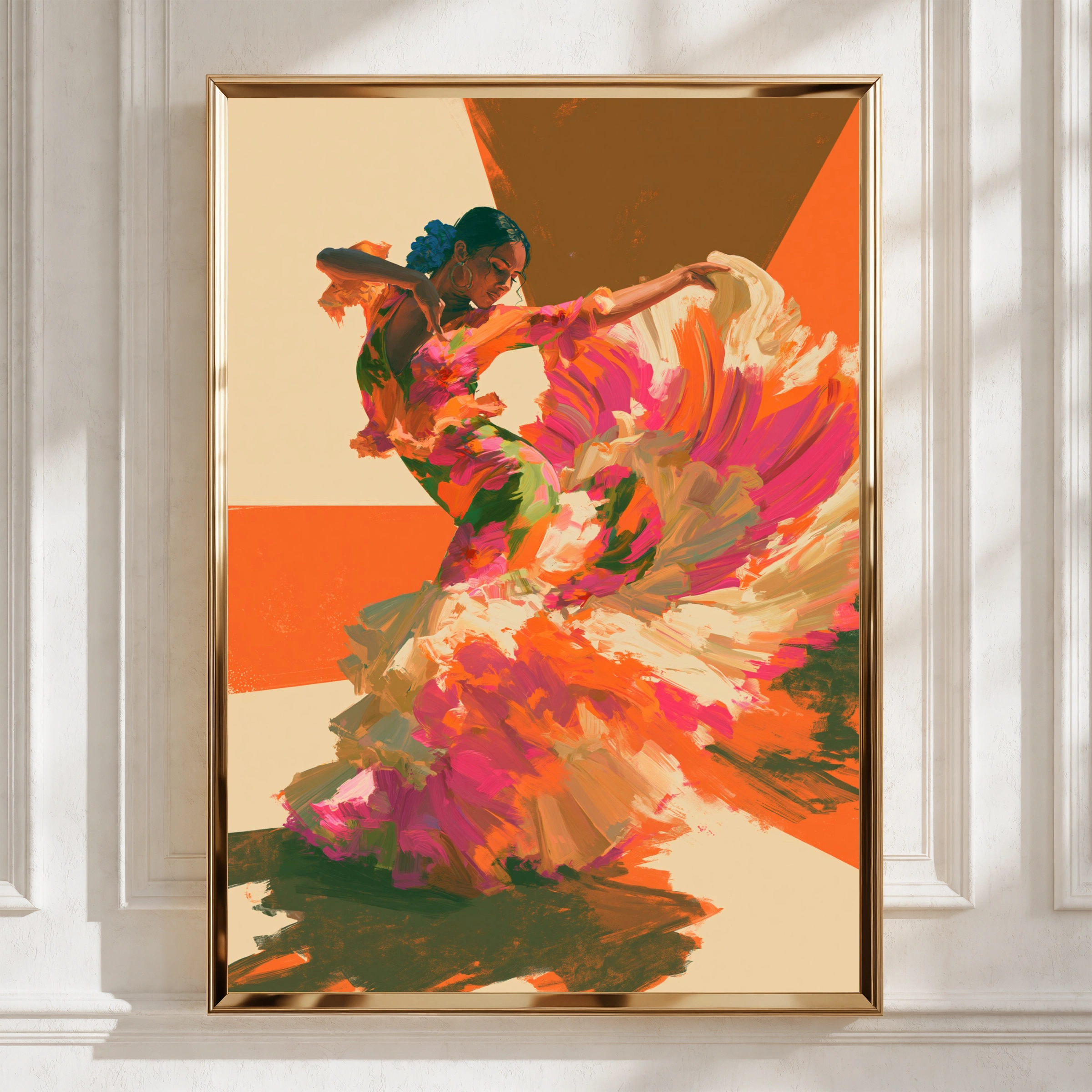 Flamenco Dancer Wall Art Poster, Spanish Dance Print, Bold Brushstroke Style